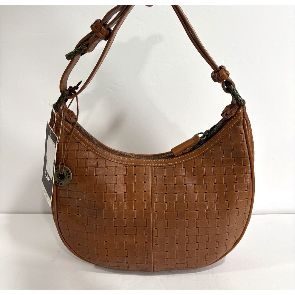 The Sak Women's Small Hobo Woven Leather Bag Brown Adjustable Strap NWT - Picture 3 of 9